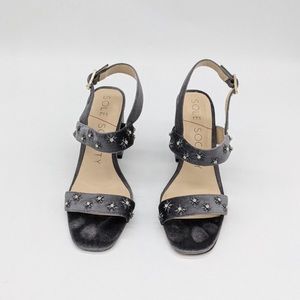 Sole Society Silver Ash Embellished Velvet Sandals